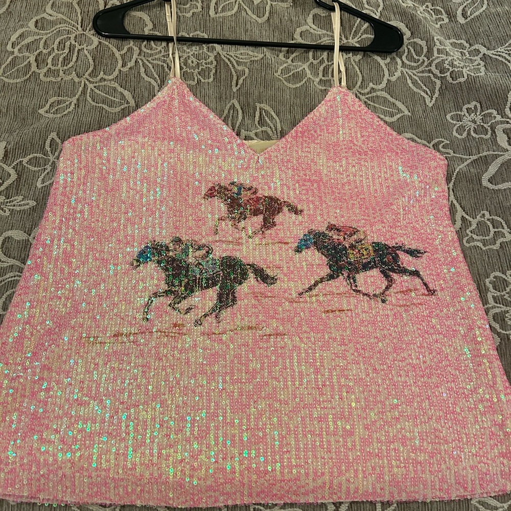 Judith March off to the races sequin cami